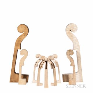 Nine Partially Carved Instrument Necks