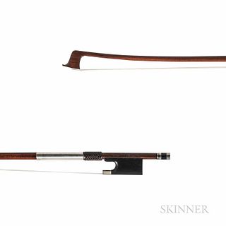 French Nickel-mounted Violin Bow, Charles Louis Bazin, c. 1930
