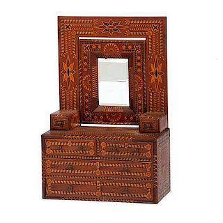 Graterford Prison Marquetry Child's Chest and Mirror 