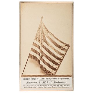 [CIVIL WAR]. CDV featuring the battle flag of the 8th New Hampshire Volunteer Infantry. [Concord, NH]: Kimball & Sons, 1866.
