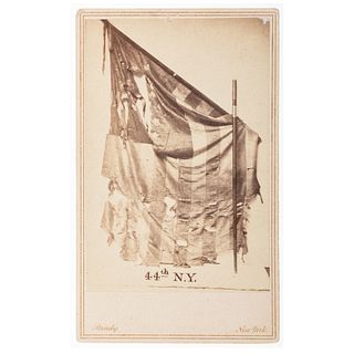 [CIVIL WAR]. CDV featuring the battle flag of the 44th New York Volunteers. New York; Washington, DC: Brady, [ca 1863].