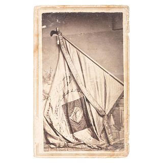 [CIVIL WAR]. CDV featuring the "Excelsior" prize banner awarded to the 50th Illinois Volunteers. Quincy, IL: W.A. Reed, [ca 1865].