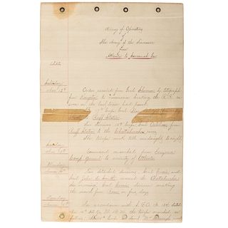 [CIVIL WAR -- SLADEN, Joseph Alton, MOH]. Diary of Operating of The Army of the Tennessee from Atlanta to Savannah, Ga. 