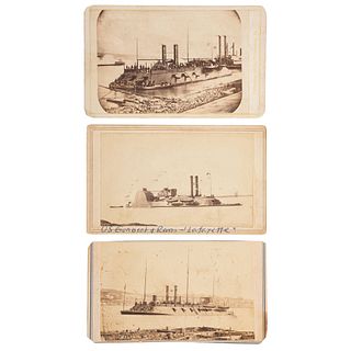 [CIVIL WAR]. A group of 3 exceptional CDVs of Brown Water Navy gunboats, incl. USS Benton, Lafayette, and Louisville.