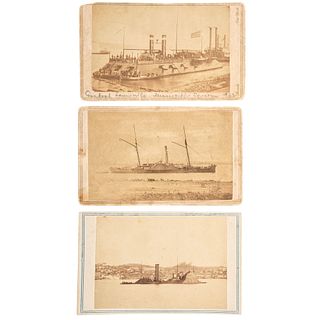 [CIVIL WAR]. A group of 3 CDVs of Brown Water Navy gunboats, incl. USS Louisville, Choctaw, and Genesee.