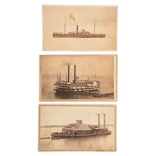 [CIVIL WAR]. A group of 3 CDVs of Federal warships, incl. USS General Price, Magnolia, and Black Hawk.