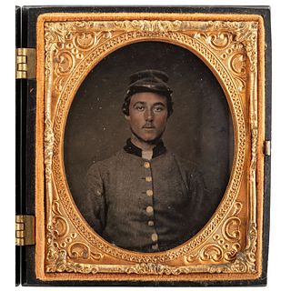 [CIVIL WAR]. Sixth plate tintype of a possible Confederate sergeant. N.p.: n.p., n.d. 