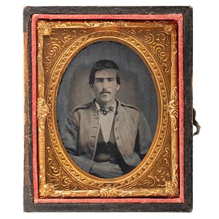 [CIVIL WAR]. Ninth plate ruby ambrotype of possible Southern soldier. N.p.: n.p., [ca 1860s].