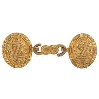 [HAWKINS' ZOUAVES]. Identified Hawkins' Zouave Officer's sword belt clasp, attributed to Edward Jardine, 9th New York Infantry Regiment.