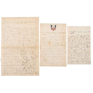 [CIVIL WAR]. Group of 3 letters from Chester F. Hunt, Rhode Island 1st Light Artillery, Battery B, KIA Bristoe Station.