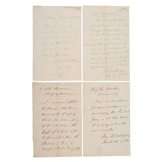 [CIVIL WAR - NAVY]. DAHLGREN, John Adolphus Bernard (1809-1870). A group of four autograph notes signed ("J.A. Dahlgren" and "Jno. A, Dahlgren), compr