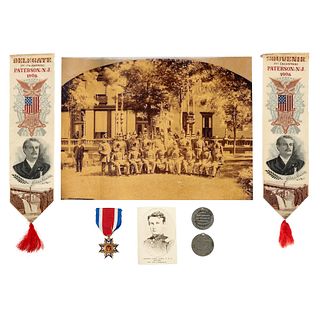 [HAWKINS' ZOUAVES]. Capt. Charles Curie, 9th New York Infantry Regiment, Loyal Legion Badge and related materials, comprising: