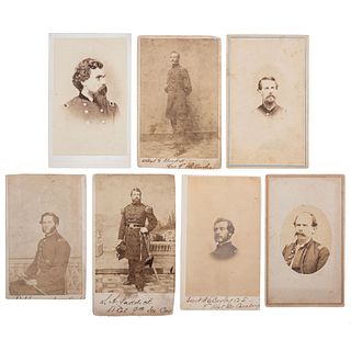 [CIVIL WAR - PHOTOGRAPHY]. A collection of CDVs featuring officers of the 9th Illinois Cavalry with war-date documents, comprising: