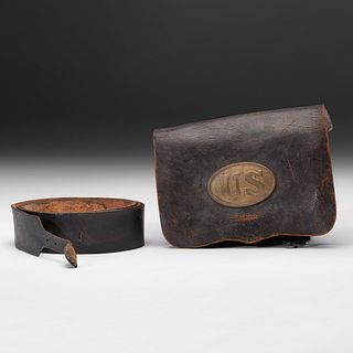 [CIVIL WAR -- EQUIPMENT]. US Pattern 1857 cartridge box with reproduction sling.