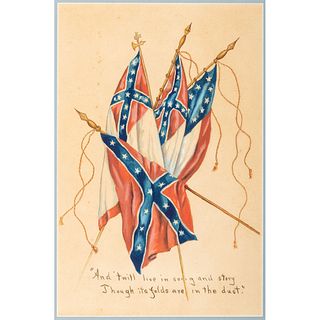 [CIVIL WAR - ARTWORK] LEACH, Dixie W., artist. Confederate flag memorial painting with print, [ca 1910].