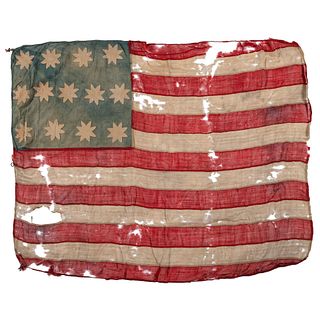 [FLAGS & PATRIOTIC TEXTILES]. 13-Star American flag descended in the Custer and Begeal Families. [Ca early-mid 19th century]. 