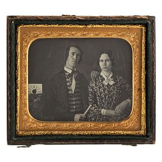[EARLY PHOTOGRAPHY]. Sixth plate daguerreotype of a clockmaker and his wife. N.p.: n.p., n.d.