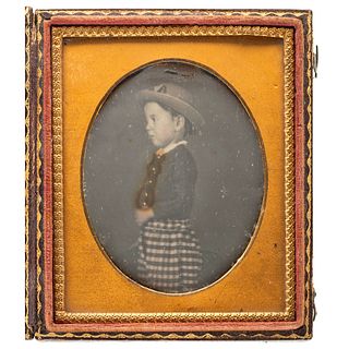 [EARLY PHOTOGRAPHY]. Sixth plate daguerreotype of young boy in profile. N.p.: n.p., n.d.