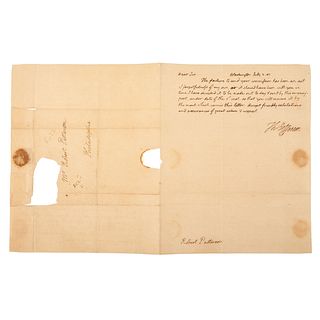 JEFFERSON, Thomas (1743-1826). Autograph letter signed ("Th. Jefferson"), as United States President, to Robert Patterson. Washington DC, 2 July 1805.