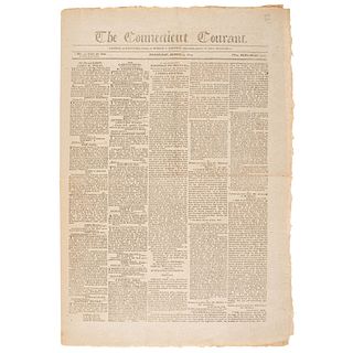 [MADISON, James (1751-1836)]. The Connecticut Courant. Vol. XLVI, No. 2303. Hartford: Hudson & Goodwin, 15 March 1809.