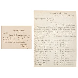 [SIOUX UPRISING AND EXECUTION]. LINCOLN, Abraham (1809-1865). Facsimile of Lincoln's autograph letter to General Henry H. Sibley with autograph letter