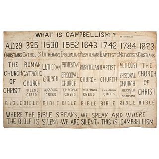[RELIGION]. What is Campbellism? By D.R. Lucas. Church tent revival banner. Ca 1910s.