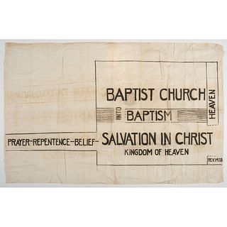 [RELIGION]. A group of 3 Baptist Church tent revival banners. Ca 1910s-1920s.