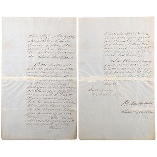 [CANADA - FIRST NATIONS]. ARCHIBALD, Adams George (1814-1892). Autograph document signed ("A.G. Archibald") as Lieutenant Governor of Manitoba. Fort G