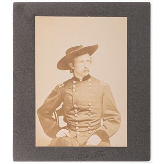 [CUSTER, George A. (1839-1876)]. BRADY, Mathew, photographer, after. Silver gelatin copy photograph of Major General George Custer. N.p., n.d.