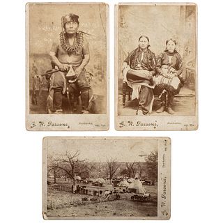[NATIVE AMERICAN]. PARSONS, G.W., photographer. A group of 3 cabinet cards of Osage Indians. Pawhuska, Oklahoma Territory: n.d.