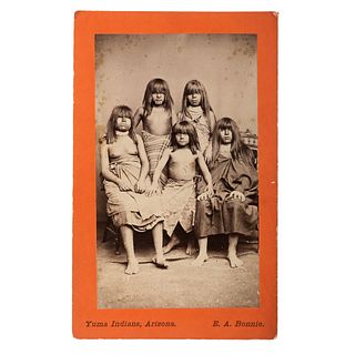[NATIVE AMERICAN]. BONINE, E.A., photographer. Boudoir card of five young female Yuma Indians. Arizona: [ca 1870s].