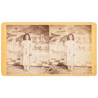 [NATIVE AMERICAN]. ROTHROCK, G.H. (1843-1924), photographer. Stereoview of Francisca, a Mexican captive. [Phoenix, AZ]: [ca 1878].