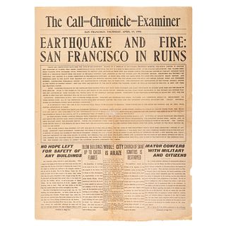 [SAN FRANCISCO EARTHQUAKE]. The Call-Chronicle-Examiner. 19 April 1906.  