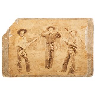 [TEXAS RANGERS]. Cabinet card of Captain Junius "June" Peak and his Frontier Battalion, Company B, Texas Rangers. Ca 1878-1880.