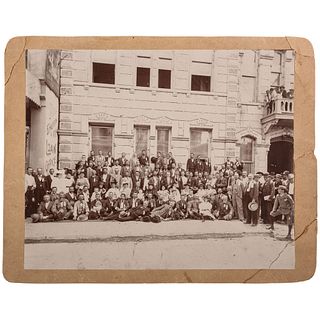 [WESTERN AMERICANA]. Imperial photograph of Texas Sheriff's convention in San Antonio, 1896, signed. From the Collection of Texas Ranger and San Anton