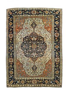 Antique Persian Mohtasham Kashan, 4'5" x 6'9"