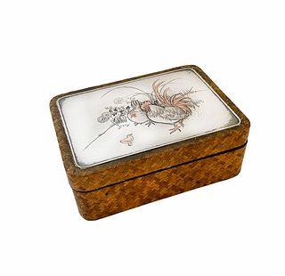 Meiji Period Japanese Silver & Mix Metal Trinket Box