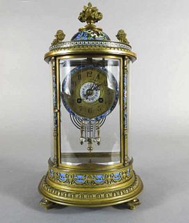 Gilt Brass & Champlevé Mantle Clock, Late 19th C.