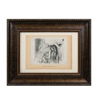 EDGAR DEGAS, Baigneuse au peignoir. Litografía sin número de tiraje. Con marca de "Atelier Degas". Enmarcada. 15 x 20 cm