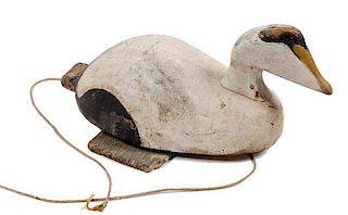 Early Eider Decoy from the Coast of Maine with Stabilizer Board 