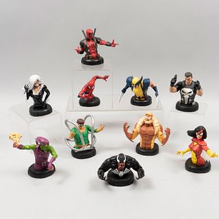 Colección de 10 bustos de super héroes Marvel. SXXI. Elaborados en resina moldeada y policromada. Para Ediciones Altaya. Escala 1:8