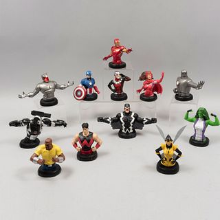 Colección de 12 bustos de super heroes Marvel. SXXI. Elaborados en resina moldeada y policromada. Para Ediciones Altaya. Escala 1:8