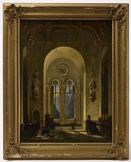 Pair of Unusual Church Interior Paintings