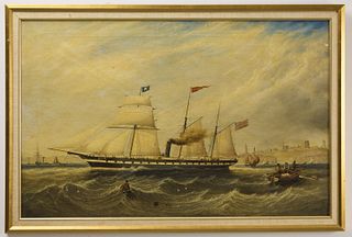 Barnaby Castle Ship Painting by J. Scott