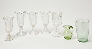 5 Pittsburgh Glass Vases, Flip Glass & others