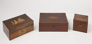 Early Inlaid Tea Caddy and Desk Box