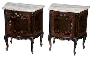 Pair Louis XV Style Marquetry-Inlaid,