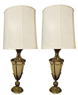 Pair Vintage Bronze Table Lamp