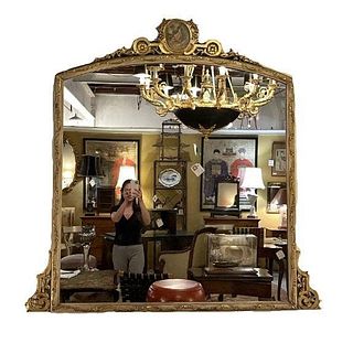 Large Impressive French Over the Mantle Mirror