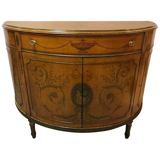 Adams Style Paint Decorated Demi lune Commode